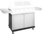 BeefEater 1200 Series Stainless Steel 5 Burner BBQ Trolley w/ Side Burner & Shelf
