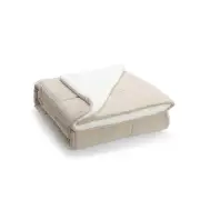 Reversible Sherpa Fleece Throw Blanket - Sand, Single/Double - Double