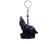 Howling Wolf Southwest Animal Handmade 3D Keychain Macrame Metal Keyring Charm