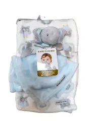 Blankets and Beyond Elephant Lovey Toy Baby Blanket Bundle NEW Blue Gray Owls