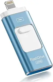 ROSPE USB Stick 256GB for iPhone, MFi Certified Lightning Memory Stick, 3-in-1 Flash Drive for iPhone/iPad/Android/PC, USB 3.0 High-Speed Photostick Thumb Drive Transfer Photos Videos, Grayish Blue