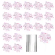 20 Sets Artificial Hydrangea Flower Heads with Stems for Bouquet,Pale Purple