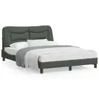 Bed Frame with LED without Mattress Dark Grey 137x187 cm Double Fabric vidaXL