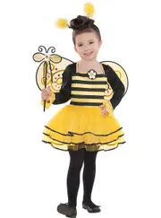 Cute Ballerina Yellow And Black Bee Toddler Girls Costume