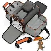 Cat Travel Bag,Airline Approved Cat Carrier, Soft-Sided pet cat Carriers large with Sherpa Pad and Foldable, Travel Carriers for Small Dogs Cat Convenient Pet Travel Carrier