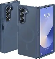 [ORETECH] Magnetic Shockproof for Samsung Galaxy Z Fold 6 Case, Samsung Z Fold 6 Cover, Compatible with MagSafe, Translucent Ultra Thin Anti-Scratch Flexible TPU Bumper z Fold 6 Case-Navy Blue