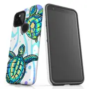 For Google Pixel 4a 5G Case Tough Protective Cover Swimming Turtles