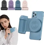 Magnetic Camera Handle Bluetooth Bracket, Magnetic Phone Camera Handle, Shiftcam Snapgrip with Wireless Charging, Smartphone Camera Handle Grip Compatible with iPhone/Android (Blue)
