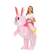 1 Set Rabbit Inflatable Costume Leak-proof Waterproof Dirt-resistant Anti-Tear Foldable Rabbit Cosplay Suit for Party pink