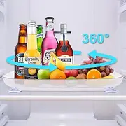Refrigerator Lazy Susan Turntable Organizer Maximize Space, Clear 15.7'', Slide and Rotate, Fridge Storage for Kitchen, Pantry, and Dining Table