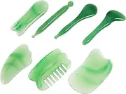 1 Set Massage Tool Set Accessories Brushes Cleanser Massager Hand Skincare Pads Kit Device Spiky Wrinkle Portable Massage Scraper Tool Acupressure Pen Cleaning Tools Green Resin