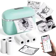Mini Sticker T02E Thermal Portable Printer with 6 Rolls Pocket Sticker Maker