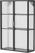 Wall Mounted Home Bathroom Cabinet w/Doors, Punch-Free dustproof Toiletries Metal Hanging Cabinet Cosmetics Perfumes Storage Box, Multi Purpose Storage Cabinet Above The Toilet