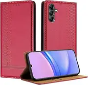 Compatible with Samsung Galaxy A25 5G Case Wallet, PU Leather Flip Folio Case with Card Holder Flip Case Kickstand [Shockproof TPU Inner Shell] Ultra Thin Slim Phone Case(Vermelho)