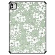 iPad Pro 11-inch (M4) iPad Impact Case Abstract watercolor mint green white floral pattern