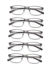5-Pack Reading Glasses for Men Women Spring Hinge Readers Blue 5 Gunmetal 3.5 x