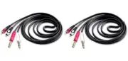2 CDQR3 3 Feet Dual 1/4" TS Mono to Dual RCA Male Pro DJ PA Audio Cable