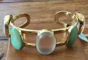 Charles Albert Turquoise & Luminite Handcrafted Artisan Cuff Bracelet