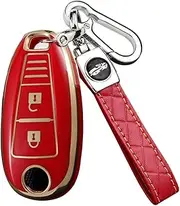 ontto Car Key fob Cover fit for Suzuki Sport Swift Vitara Grand Vitara II SX4 Baleno Kizashi Jimny Ignis 3-Buttons Key case TPU Key Holder Keyring Key Shell Keychain Protective Accessories Red