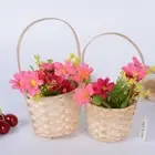 Mini Braid Flower Baskets Yellow Weaving Basket Flower Shop