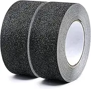 BOMEI PACK Anti Slip Safety Grip Tape,50mm x 10M Non Slip Stair Treads Hight Traction Grip Tape for Steps,Safety Non Skid Tape for Stair Steps，Indoor and Outdoor Use,2 Rolls Pack,Black