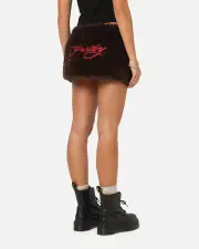 [ED HARDY] Ed Hardy Women's Bizzard Mini Skirt Brown - Size 12 12 Brown