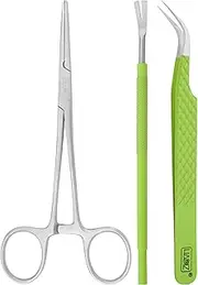 HADIZ Tick Remover Tool Tweezer & Forceps Set for Dogs Cats & Humans Stainless Steel Tick Removal Kit Safe & Effective Tick Puller