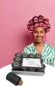 Kleravitex Hair Curler Roller Set/Set of 96 Stackable Rollers / 8 Size Rollers From Extra Small to Extra Large / 12 Rollers per Size - Hairdressing Curlers for Women - Curling Styling Tool