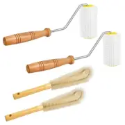 4 Pcs Honey Extractor Uncapping Needle Roller Tool with Wood Handle for4823