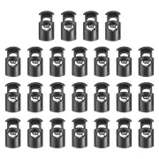 25pcs Cord Lock Single Hole Spring Toggle Stopper for Drawstring, Black