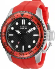 Invicta Men's 50mm Pro Diver Black Dial Cherry Red Silicone Strap Quartz Watch