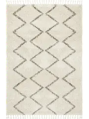 Saffia Natural Zigzag Plush Boho Rug