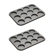 2x Mastercraft 35x27cm Heavy Base 12-Cup Non-Stick Macaron Pan Baking Mould BLKL