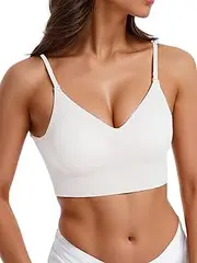 [VOXMDY] Seamless Low Back Bra Wireless Padded Bralette Thin Straps Comfort Halter Backless Cross Multiway Convertible Bras
