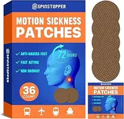 SpinStopper Motion Sickness Patches (36 Count), Sea Sickness Patch, Motion Sickness Patches for Cruise, Trains, Buses, and Airplanes, Motion Sickness Patch for Vertigo Relief & Motion Sickness Relief