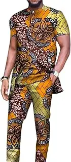 [Sweejim] Men 2 Pieces Pants Sets African Design Clothing Casual Long Top Shirts And Pants Sets
