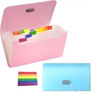 Bangbobi Index Card Box A6 - Document Folder with 13 Pockets, Waterproof, Writeable, Space-Saving, for Bills, Flashcards and Coupons