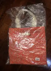 India Hicks Orange Tan Biscayne Bag Printed Quilted Tote Brand New In Packaging