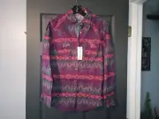 Wrangler NWT Southwest Aztec Pearl Snap Shirt Coral Chevron Navajo Gorpcore Top