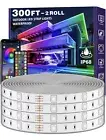 300ft Waterproof LED Strip Lights with Bluetooth App, RGB Exterior Rope Light...