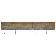 Seagull Birds 5 Hooks Hand Made Verdigris Metal on Wood