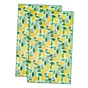 Haven Kitchen Tea Towel - Set of 2 Quick Drying Microfiber Cloth Towels Lemons