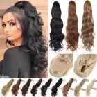 Drawstring 24" Long Ponytail Body Wave Pony Tail Hair Extensions Clip In Fake US