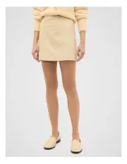 [Seed Heritage] Leather Mini Panel Skirt in Light Marzipan
