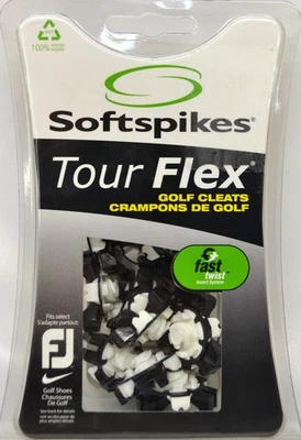 Tour Flex Soft Spikes Golf Cleats Fast Twist Black/White 18 NEW