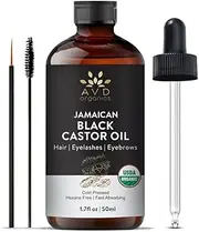 AVD Organics Jamaican Black Castor Oil | 100% Pure and Natural | Premium Grade for Hair Eyelashes and Eyebrows | Carrier Oil | Hair and Body Oil 50ML