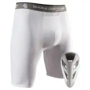 Shock Doctor Sport Compression Men's NEW M White Shorts with Protective Cup