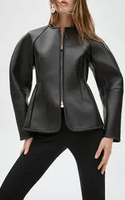 [Carolina Herrera] Arc-Sleeve Leather Jacket