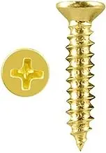 Romak 07134 Countersunk Head Phillips Drive Timber Screw Box of 200, Brass Plated Finish, 3G x 12 mm Size