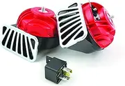 FIAMM El Grande Twin Electric Horn, Universal Fit, Red, 128 Decibels, 12 Volts